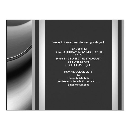 40th Birthday Party Abstract Silver Chrome Metal Announcements