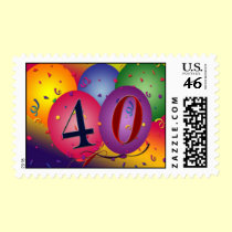 40th birthday party balloon postage stamps