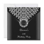 40th Birthday Party Elegant Black Diamonds Announcement