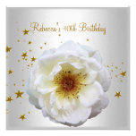 40th Birthday Party  Elegant White Yellow Flower Personalized Invitation
