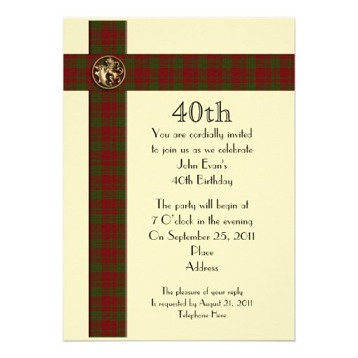40th Birthday party formal invitation for man 5" X 7" Invitation Card