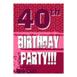 40th Birthday Party Fun Pink Paint Splatter R631 invitations
