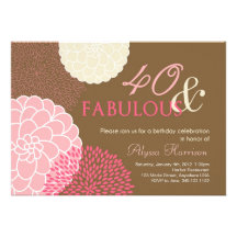 40th Birthday Party Invitation- 40 and Fabulous!