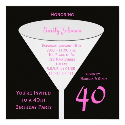 40th Birthday Party Invitation -- 40th Toast