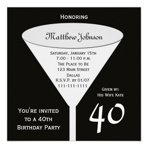 40th Birthday Party Invitation -- A Toast for 40