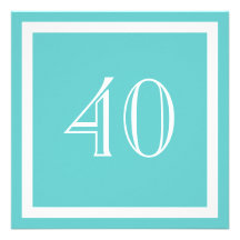 40th Birthday Party Invitation - Aqua