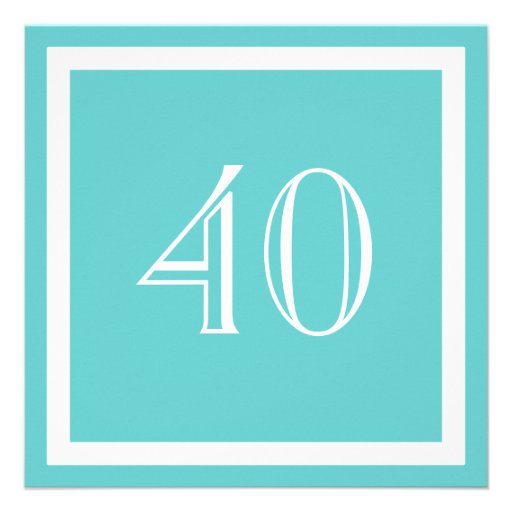 40th Birthday Party Invitation - Aqua