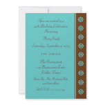 40th Birthday Party Invitation -- Aqua and Brown