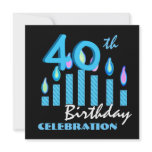 40th Birthday Party Invitation Blue Candles