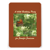 40th Birthday Party Invitation Butterfly