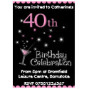 40th Birthday Party Invitation - Cocktail Glass invitation