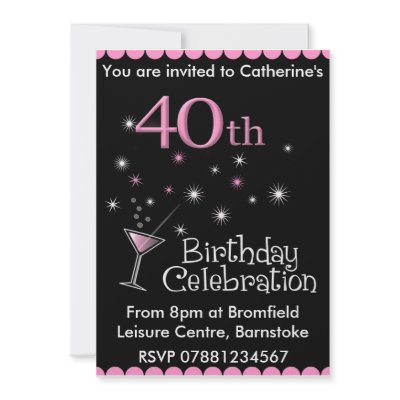 40th Birthday Party Invitation - Cocktail Glass by stylishdesigns