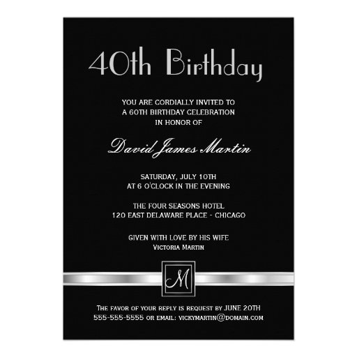 40th Birthday Party Invitation -Custom for Valerie