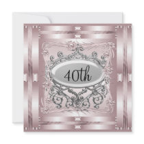 40th Birthday Party Invitation Pink