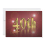 40th Birthday party invitation red and gold number