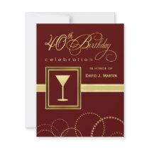 40th Birthday Party Invitations - Burgundy & Gold