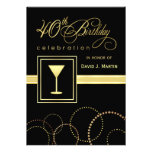 40th Birthday Party Invitations - Gold and Black