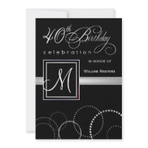 40th Birthday Party Invitations - with Monogram