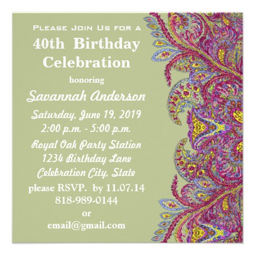 40th Birthday Party Invite