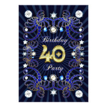 40th birthday party invite with masses of jewels