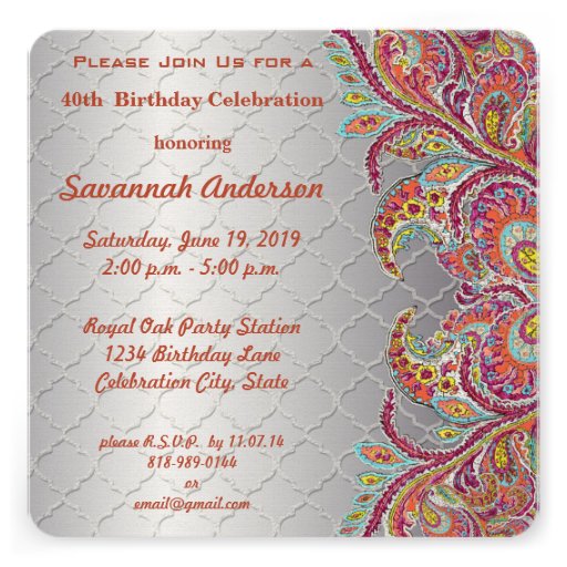 40th Birthday Party Invites