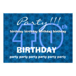 40th Birthday Party Modern Blue Flowers W1497 invitations