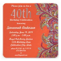 40th Birthday Party Personalized Invitations