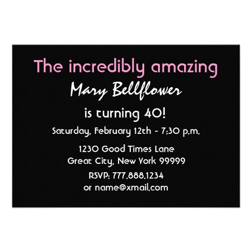 40th Birthday Party Pink Pattern Template Card