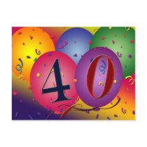 40th birthday party postcard invites