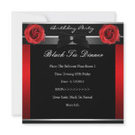40th Birthday Party Red Rose Black Tie Invitations