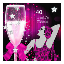 40th Birthday Party Retro Diva Fabulous Pink invitations