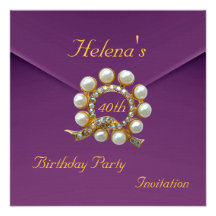 40th Birthday Party Rich Plum Velvet Image Custom Invites