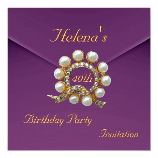 40th Birthday Party Rich Plum Velvet Image Custom Invites