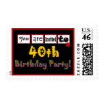 40th Birthday Party Stamp Wild & Colorful Letters
