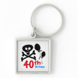 40th Birthday Skull Crossbones Key Chains