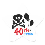 40th Birthday Skull Crossbones Sticker