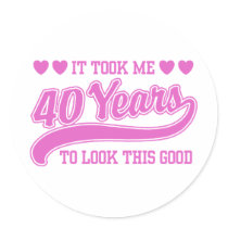 40th Birthday Round Stickers