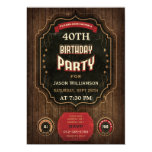 40th Birthday Vintage Chalkboard & Wood Announcements