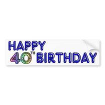 40th Birthday with Ballon Font Bumper Stickers