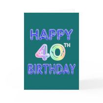 40th Birthday with Ballon Font Greeting Cards