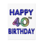 40th Birthday with Ballon Font Post Card
