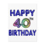 40th Birthday with Ballon Font Post Card