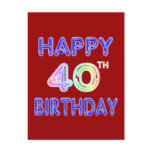 40th Birthday with Ballon Font Post Cards