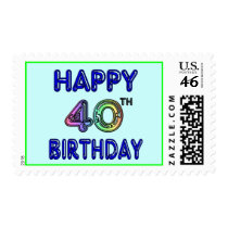 40th Birthday with Ballon Font postage