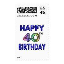 40th Birthday with Ballon Font postage
