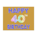 40th Birthday with Ballon Font Postcards
