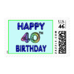 40th Birthday with Balloon Font Postage Stamp