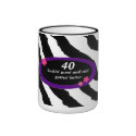 40th Birthday Zebra Fur Print Mug