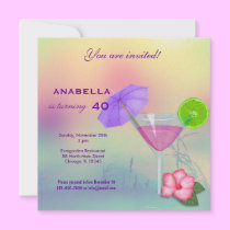 40th Cocktail Birthday Invitation