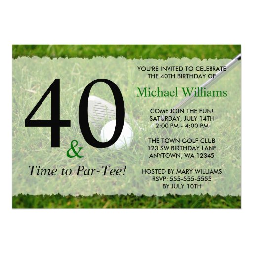 40th Golf Birthday Party Custom Invite (front side)